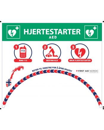 Rotaid "rask respons" infotavle til hjertestarterskap 