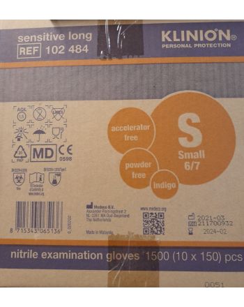 48000 stk. hanske nitril Klinion Sensitive lang, blå, str. small 