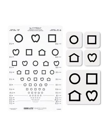 Synstavle med symboler til lysboks, 13 linjer, førskolebarn 