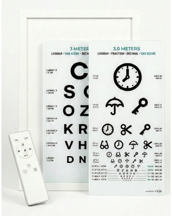 Synstestpakke, lysboks med to synstavler, 30x60 cm 